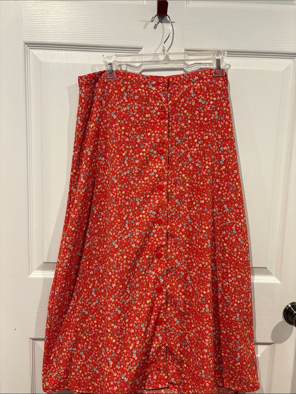 Christopher & Banks Red Floral Skirt